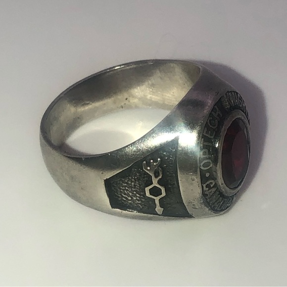 Vtg Sterling Ruby Class Ring Style Ring Optech Knight Canadian Hunter Sz 10 - Picture 6 of 10